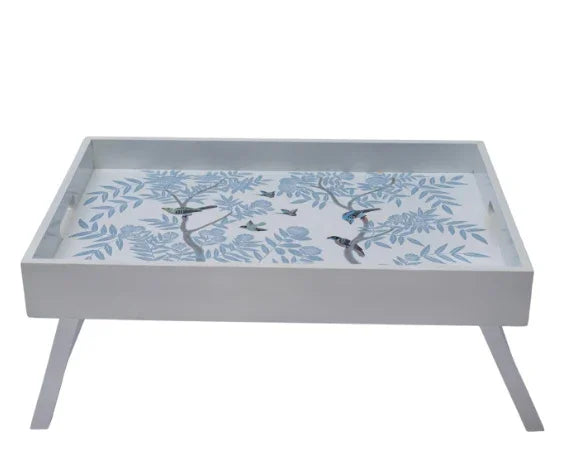 Plateau de petit-déjeuner en bois ivoire avec motif chinoiserie