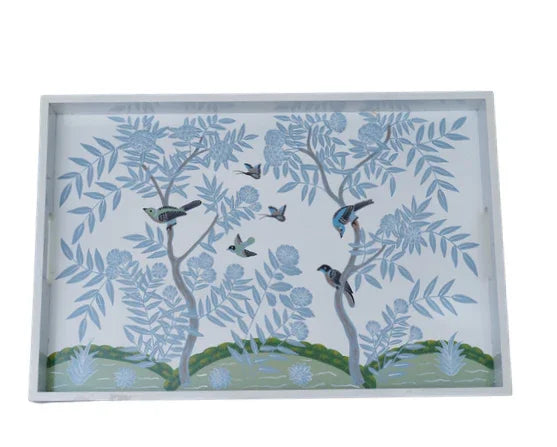 Plateau de petit-déjeuner en bois ivoire avec motif chinoiserie