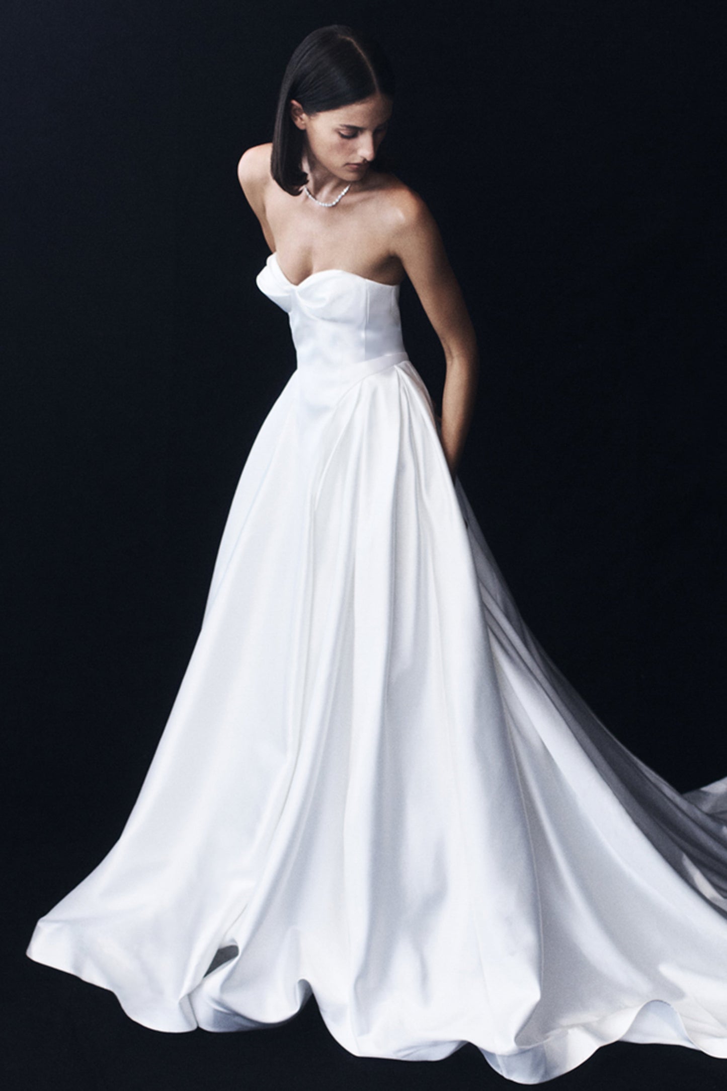 Robe Maxi Satin Sans Bretelles Delphine - Blanche