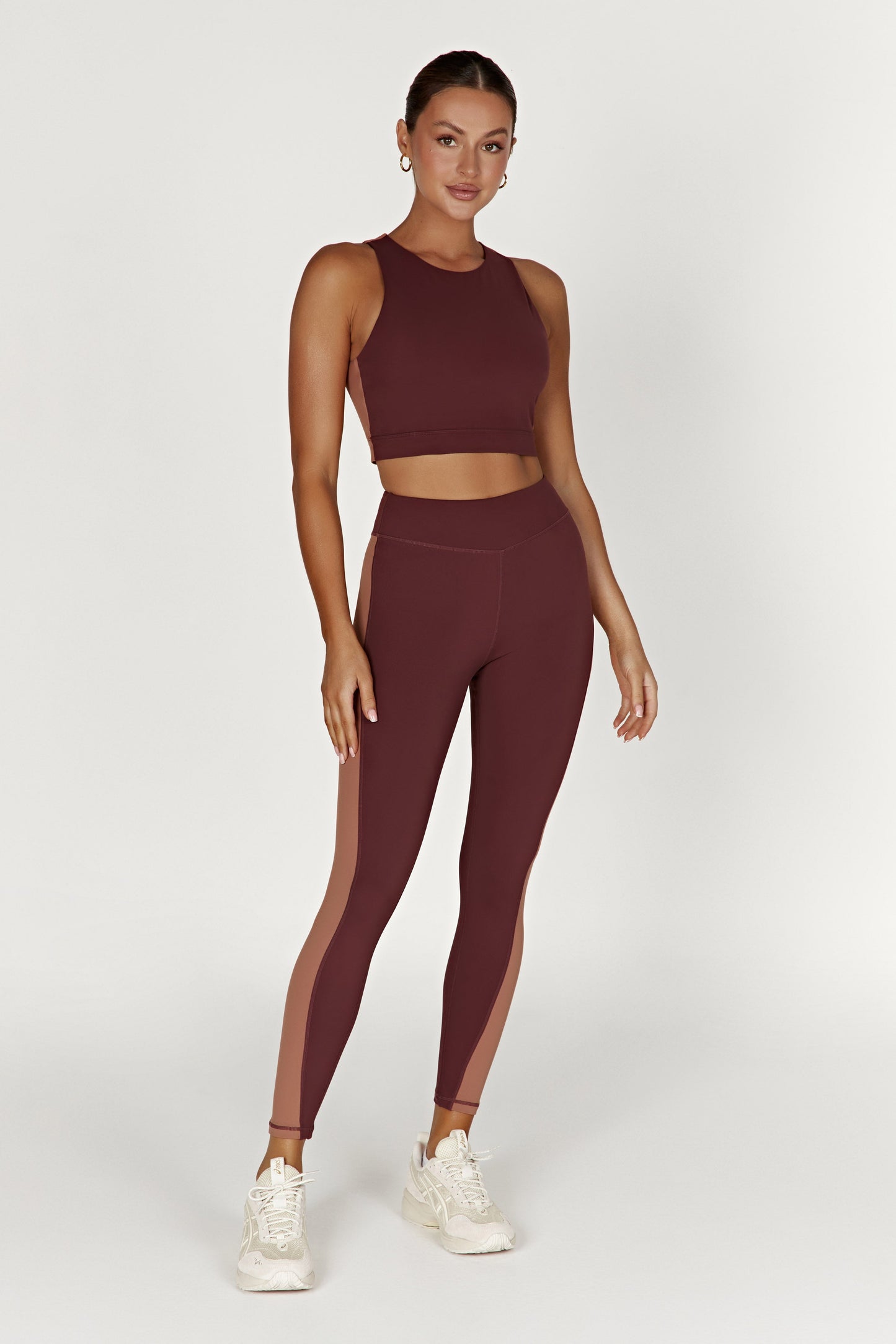 Leggings à panneaux bicolores Libby - Brun-rouge/Beige