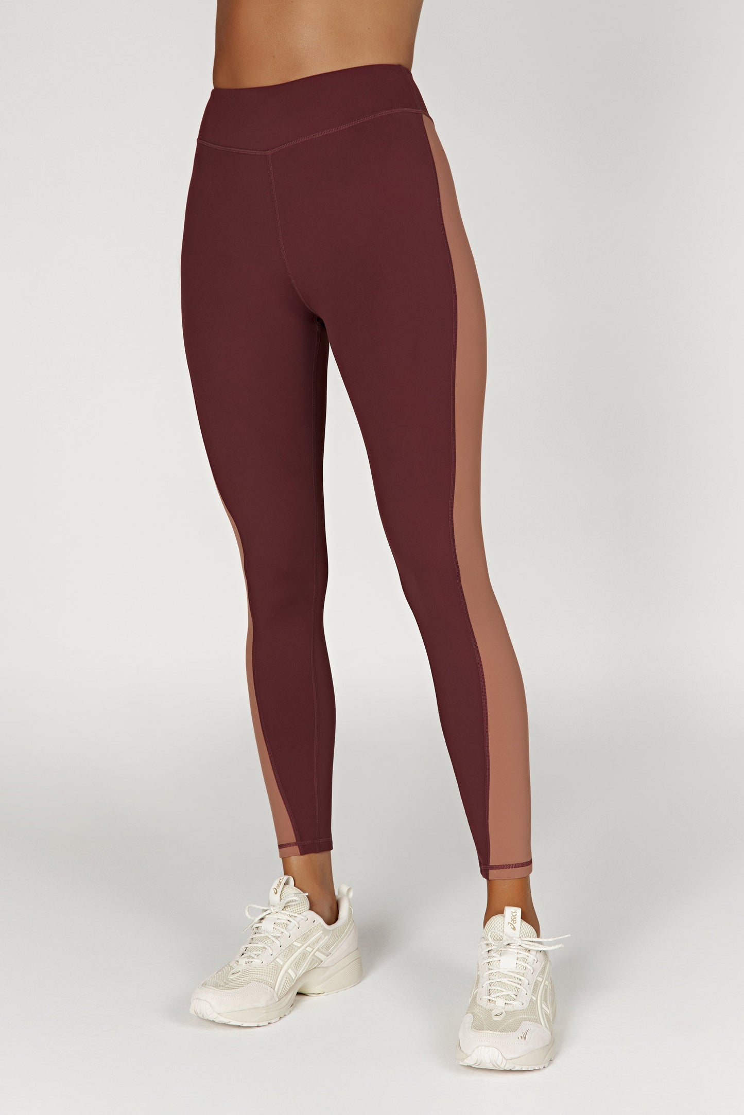 Leggings à panneaux bicolores Libby - Brun-rouge/Beige