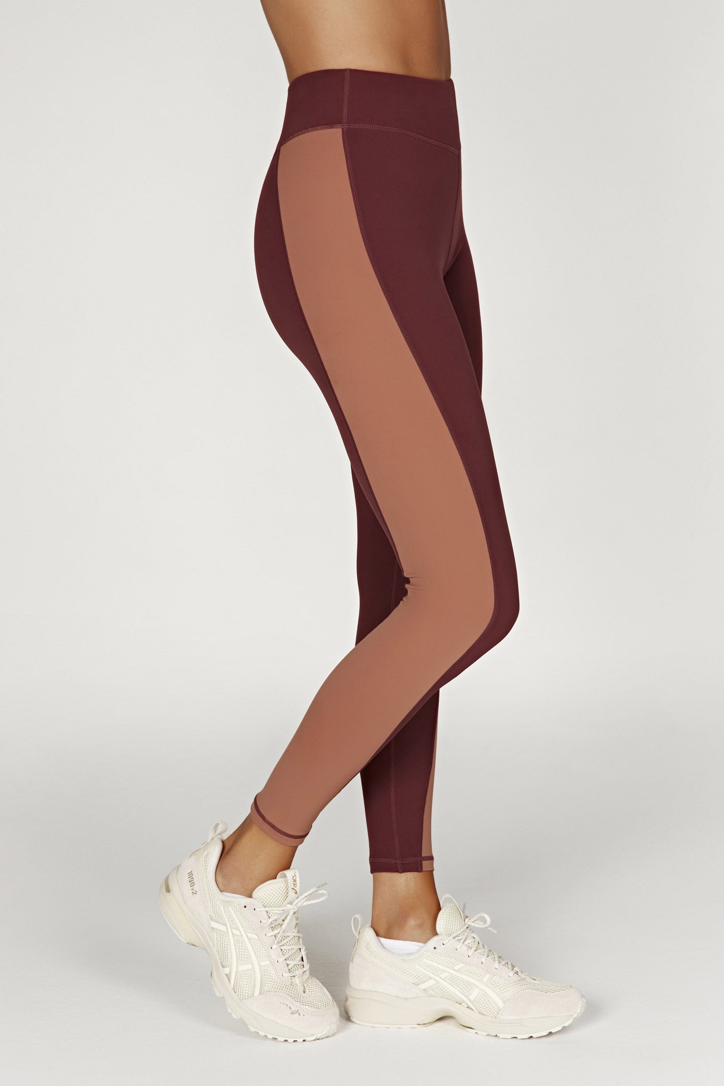 Leggings à panneaux bicolores Libby - Brun-rouge/Beige