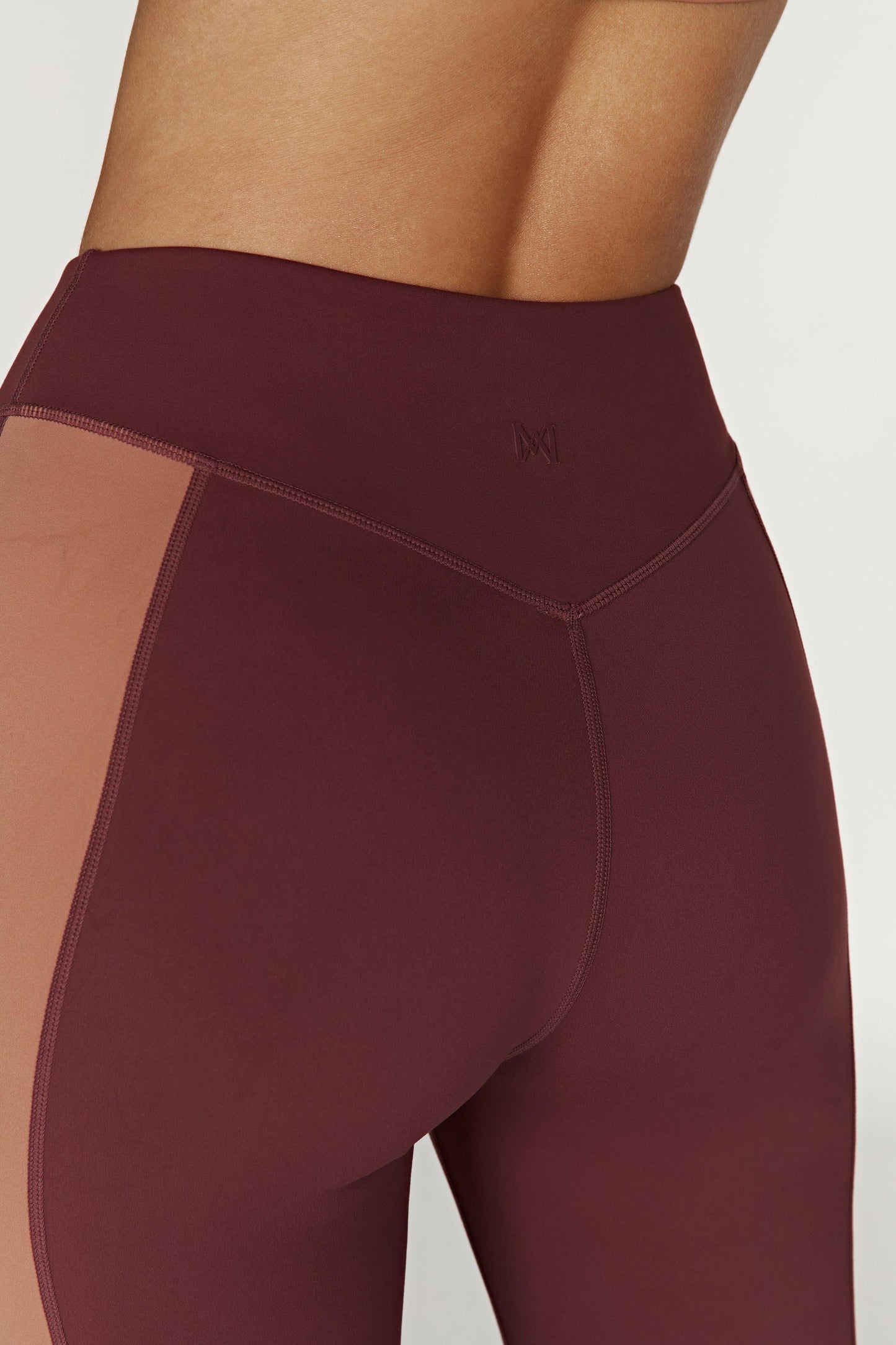 Leggings à panneaux bicolores Libby - Brun-rouge/Beige