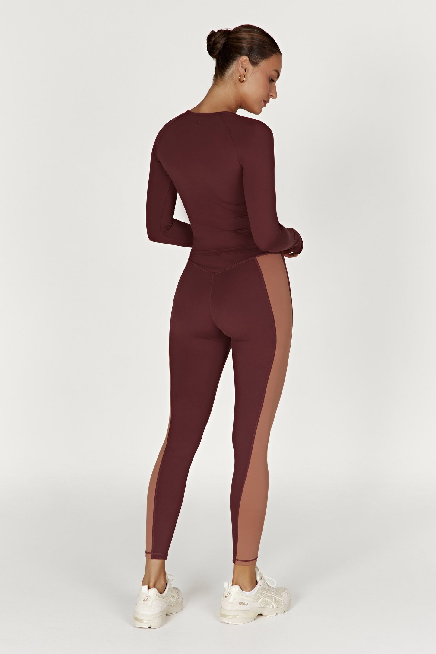 Leggings à panneaux bicolores Libby - Brun-rouge/Beige