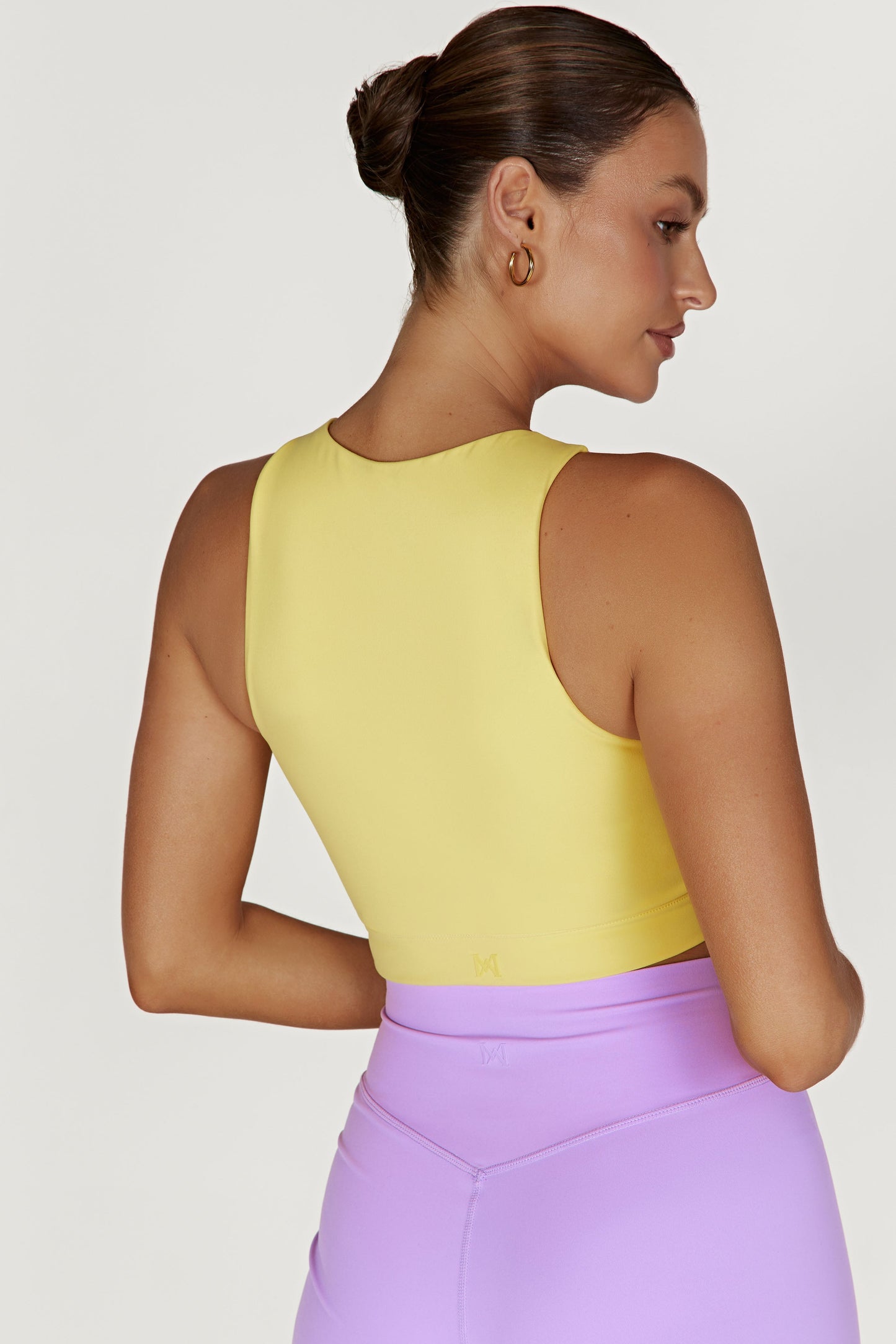 Crop top de sport à deux couleurs Lori - Mauve/Jaune