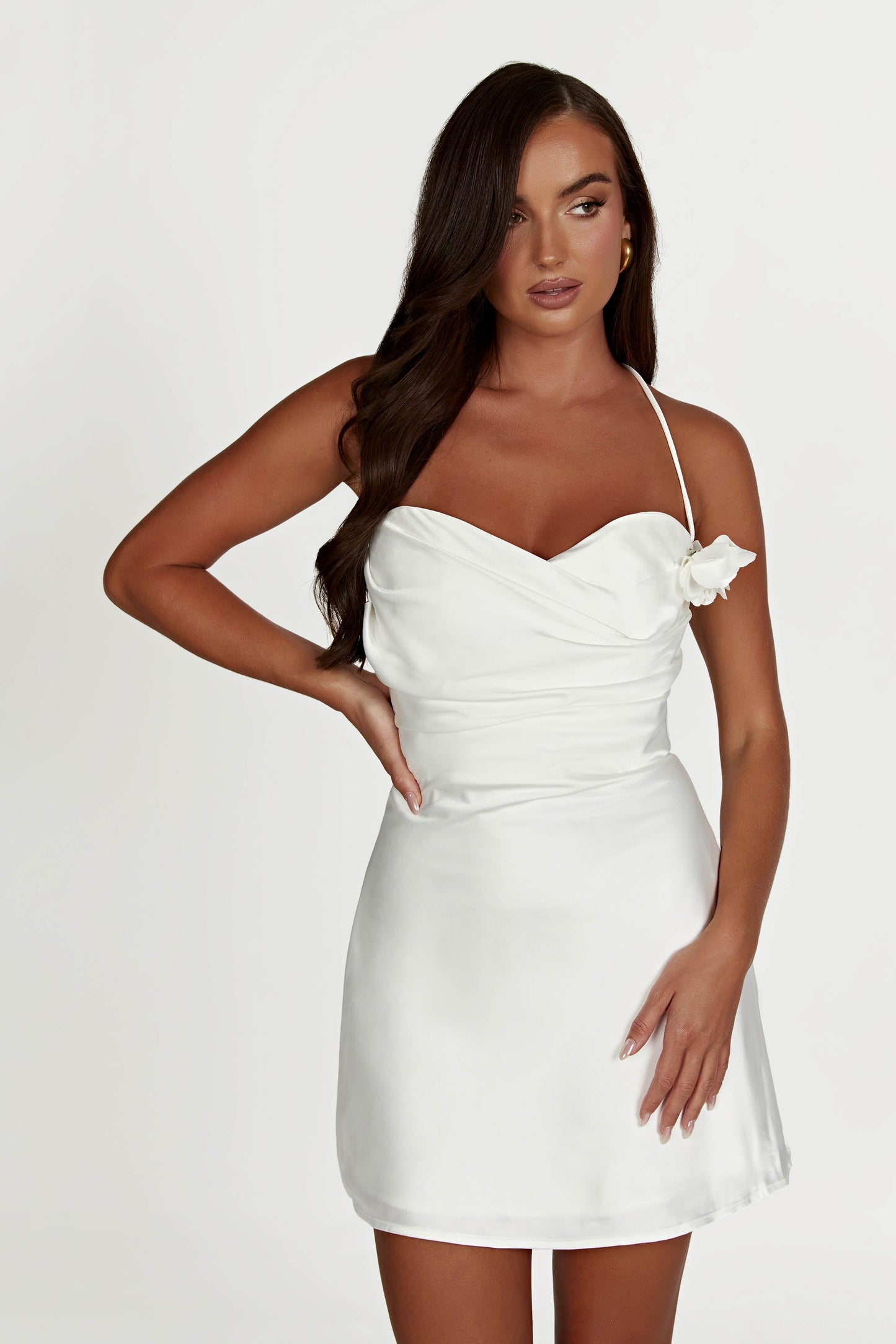Mini-robe à col montant Otillie Rose - Blanc