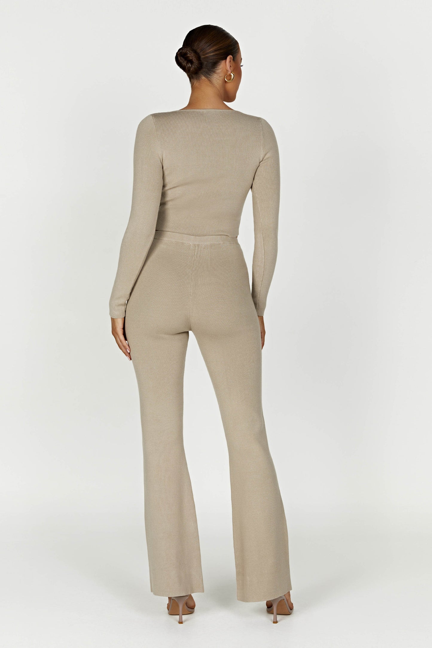 Pantalon en Tricot Évasé Rosetta - Taupe