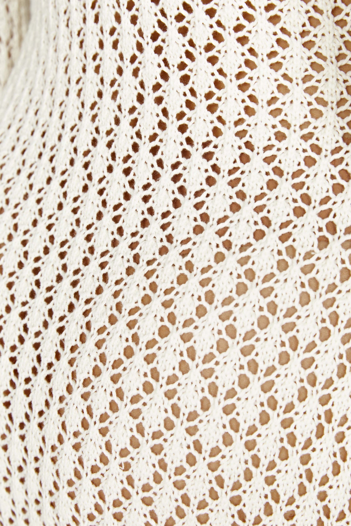 Robe Maxi à Manches Bouffantes en Crochet en Forme de Queue de Poisson - Blanc
