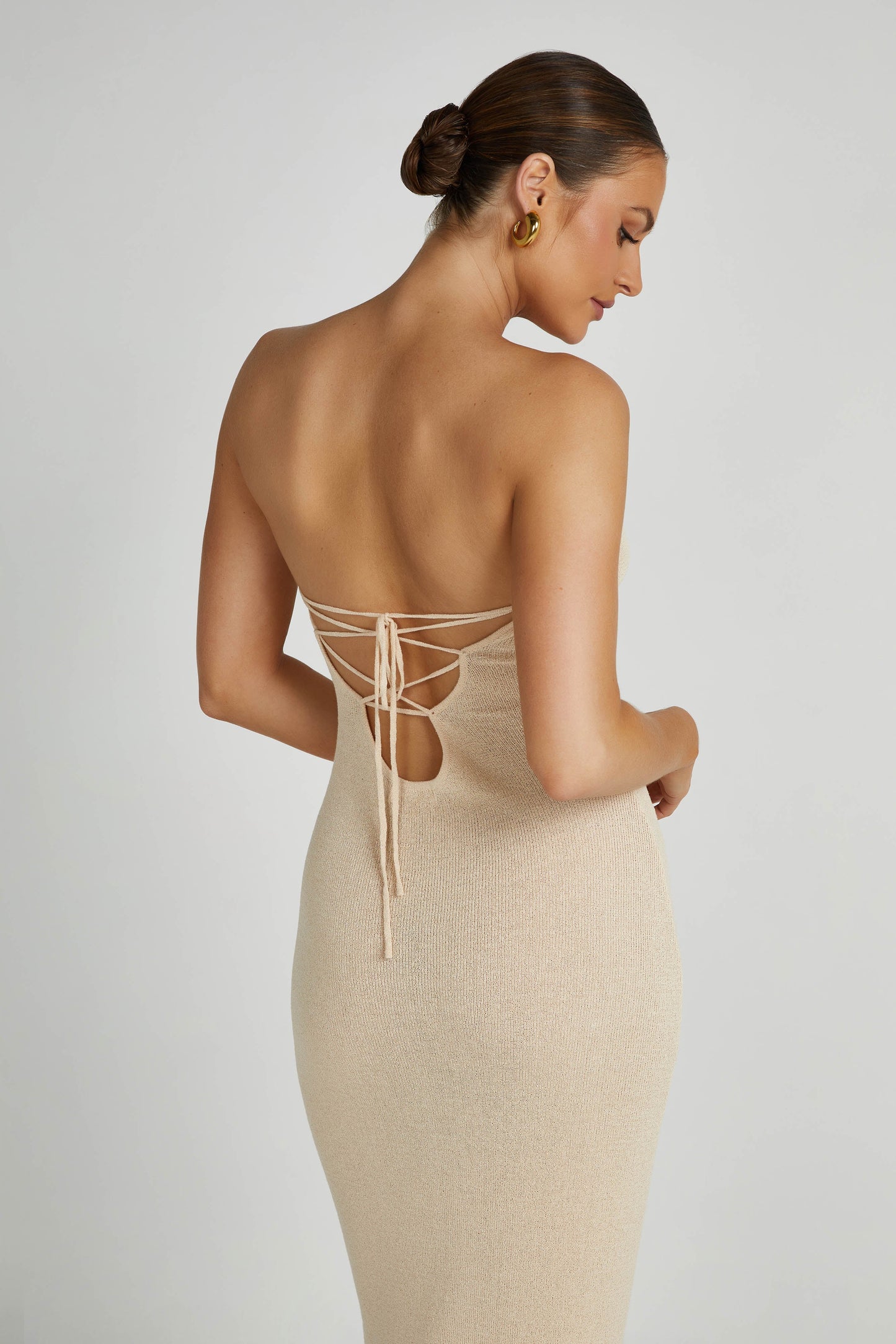 Robe Maxi en Tricot sans Bretelles Emmy - Blé