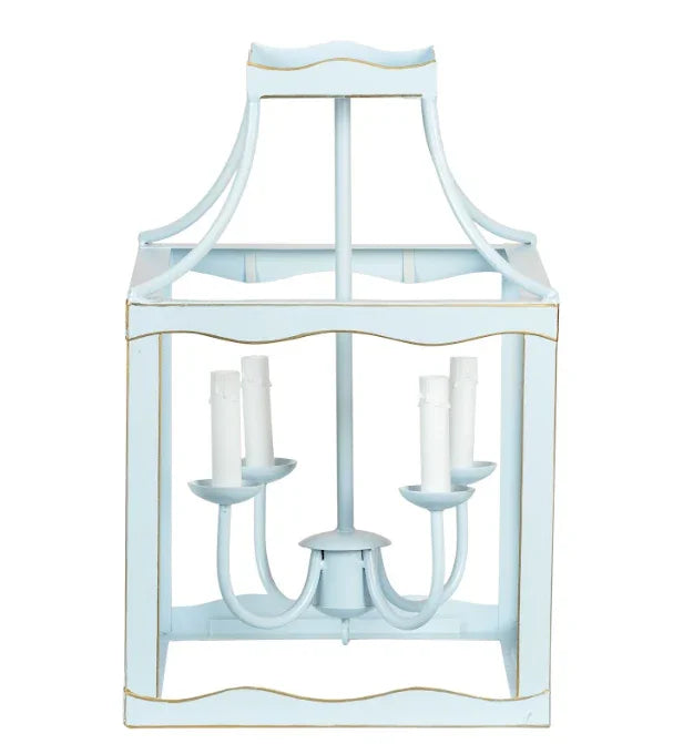 Lanterne moyenne bleu doux avec des accents dorés