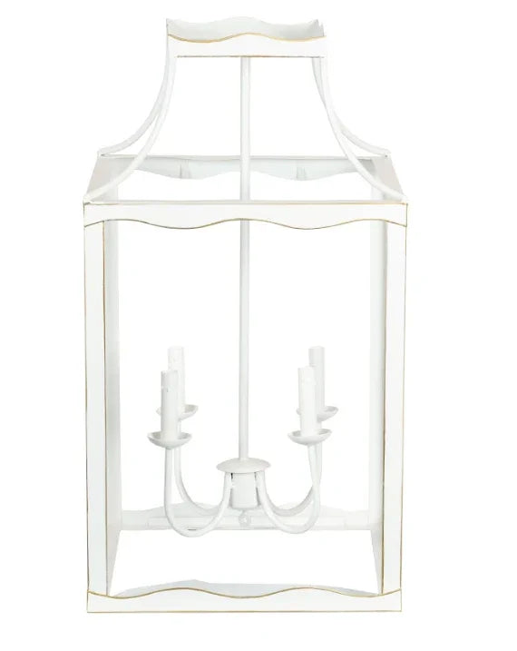 Grande lanterne en blanc doux et or