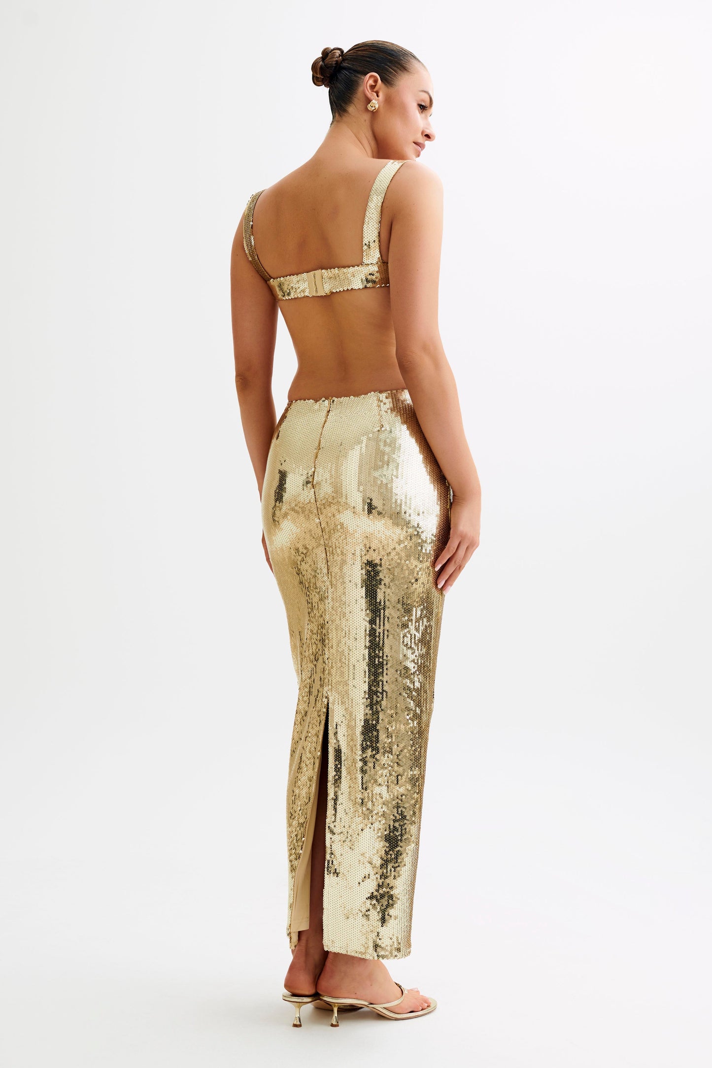 Adoria Robe Maxi Découpe à Paillettes - Or