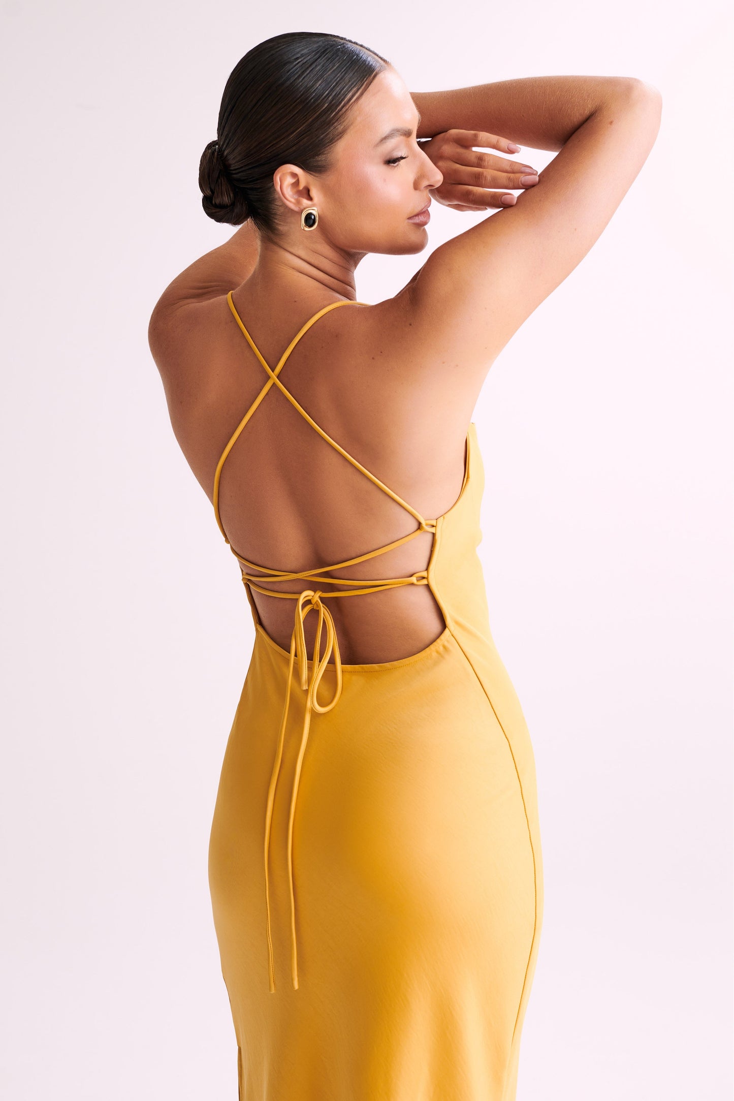 Robe Maxi à Col Rond et Bretelles - Jaune