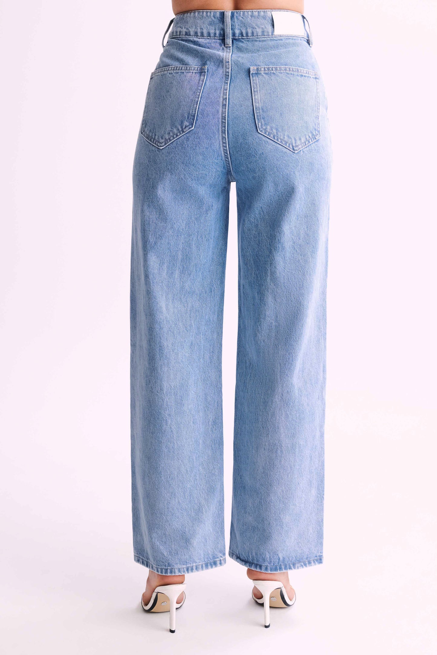 Jeans Roxy taille haute, jambe large - Bleu moyen