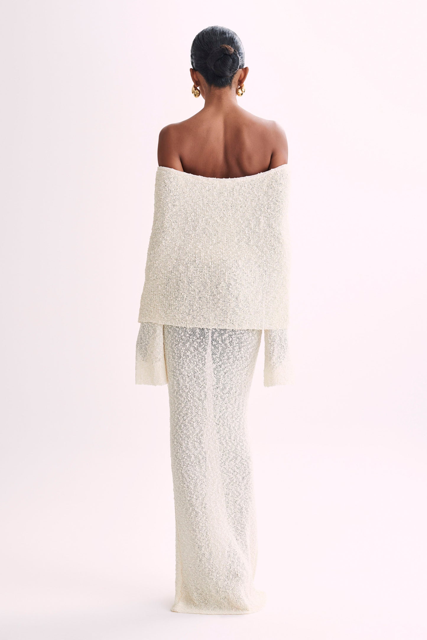 Marisol Robe Maxi Boucle à épaules dénudées - Ivoire
