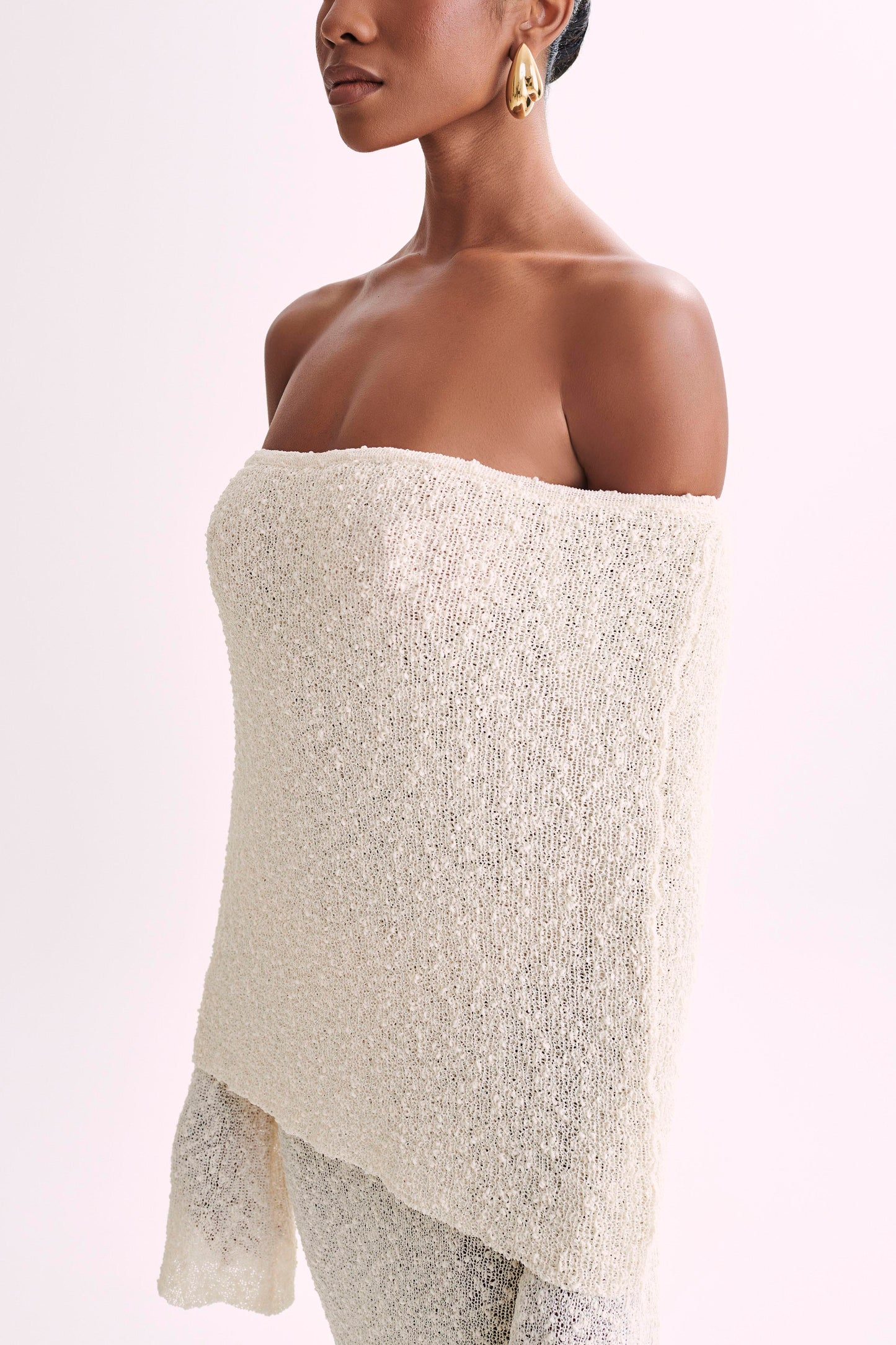 Marisol Robe Maxi Boucle à épaules dénudées - Ivoire