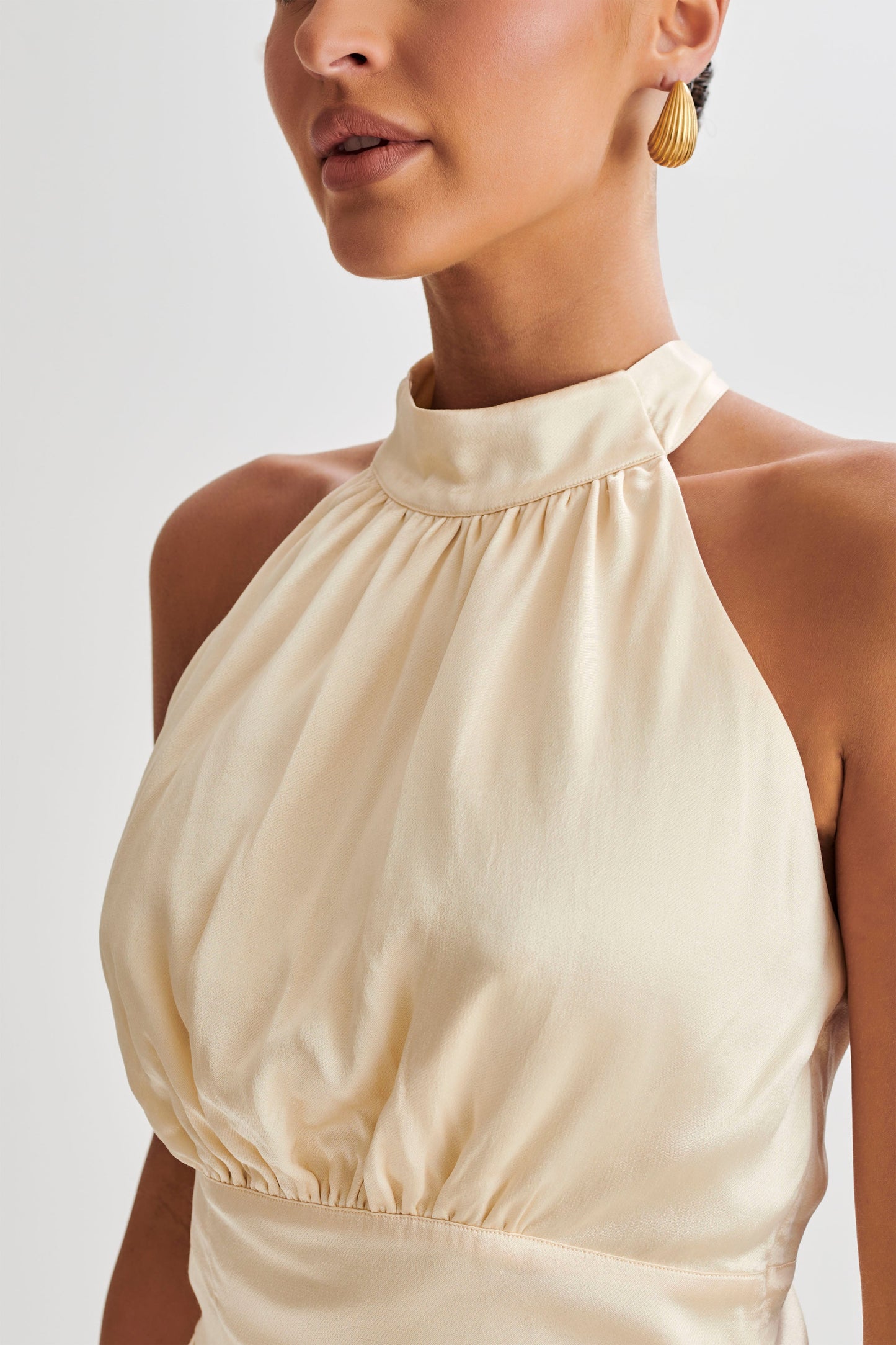 Halter en satin Clara - Crème glacée