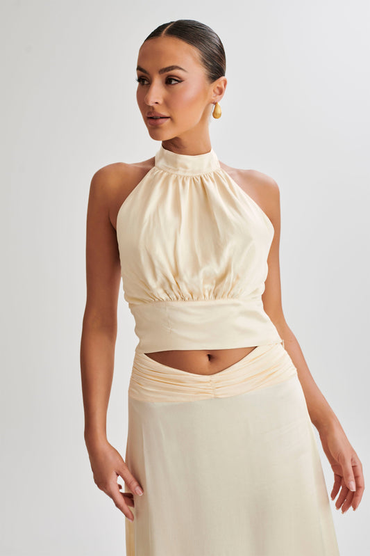 Halter en satin Clara - Crème glacée