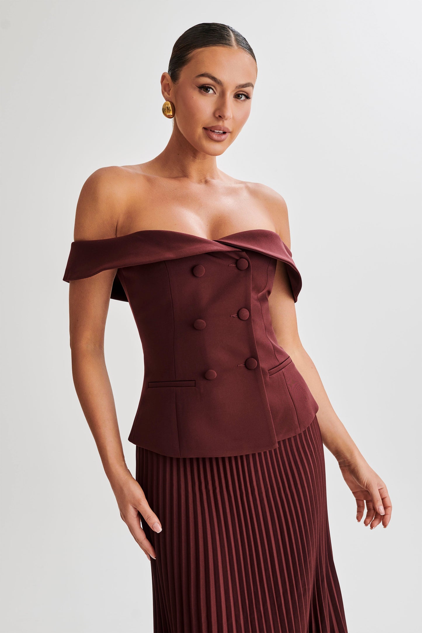 Top de tailleur sans bretelles Krista - Prune