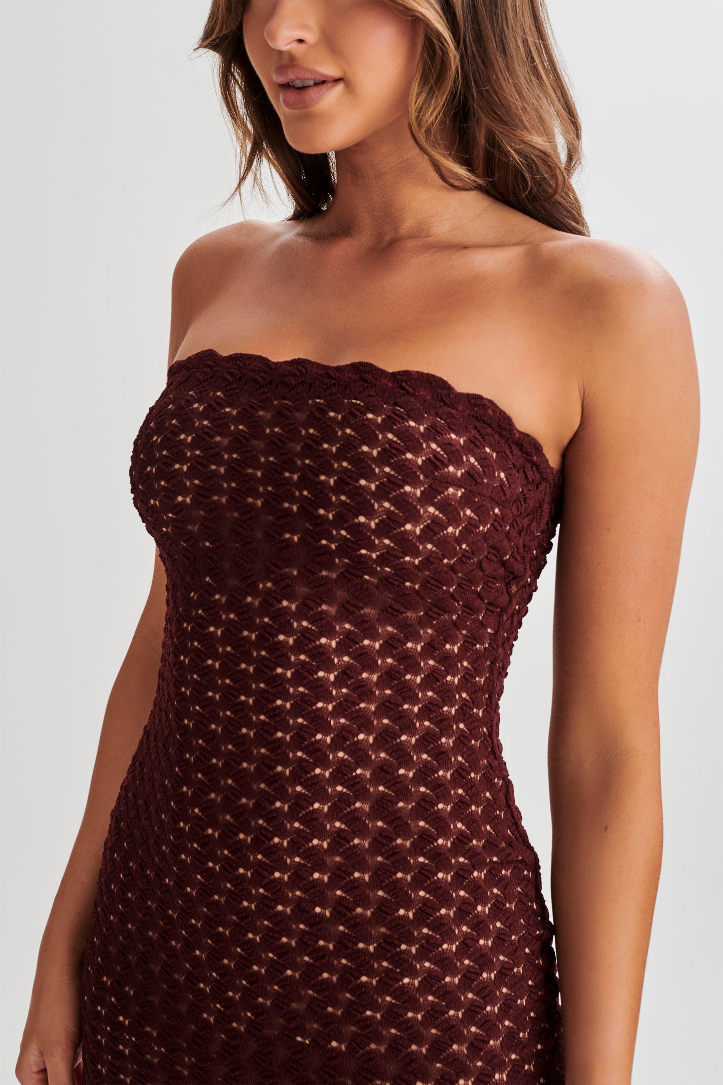Mini-robe en dentelle Amadea - Prune