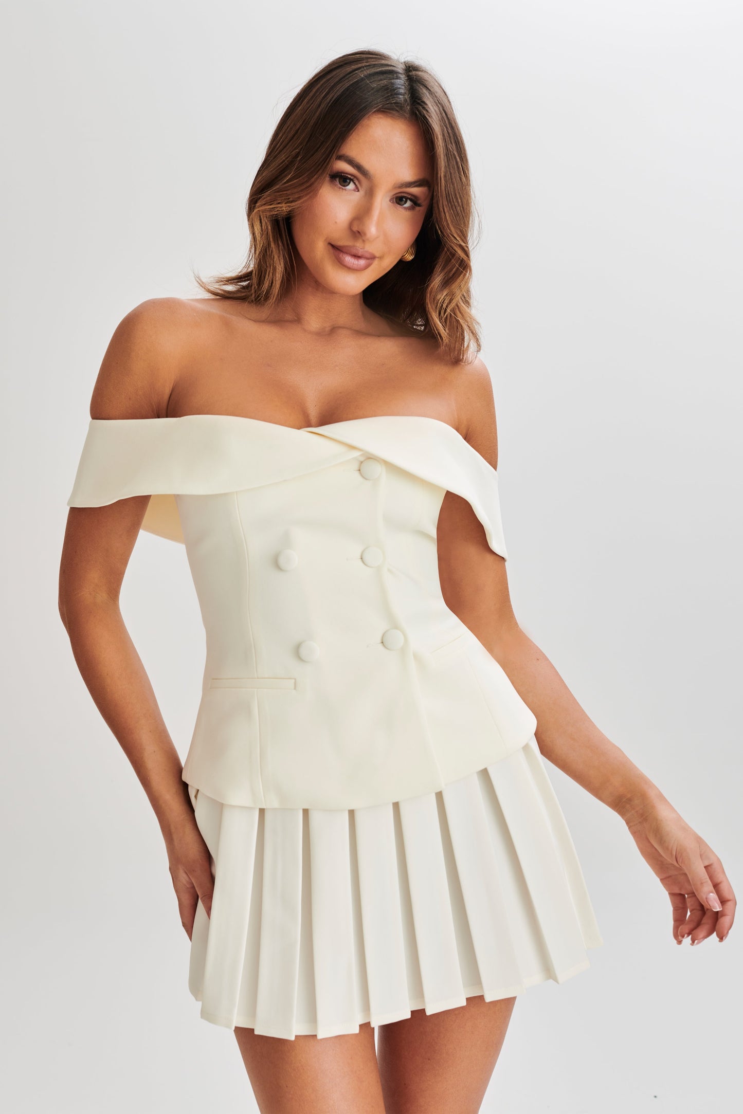 Top de tailleur sans bretelles Krista - Ivoire
