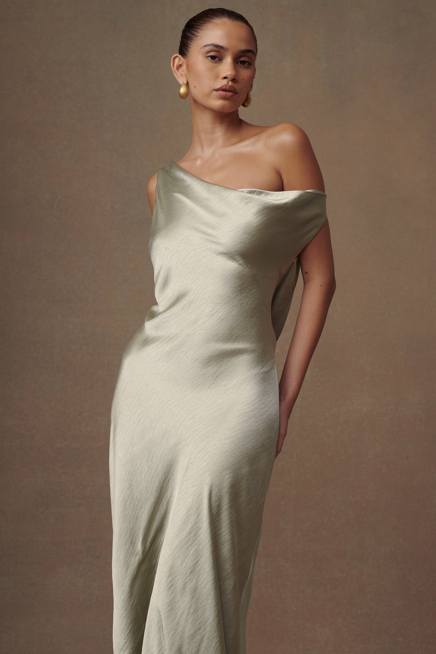 Robe Maxi Yvette à Bretelles avec Emmanchure Asymétrique - SAGE