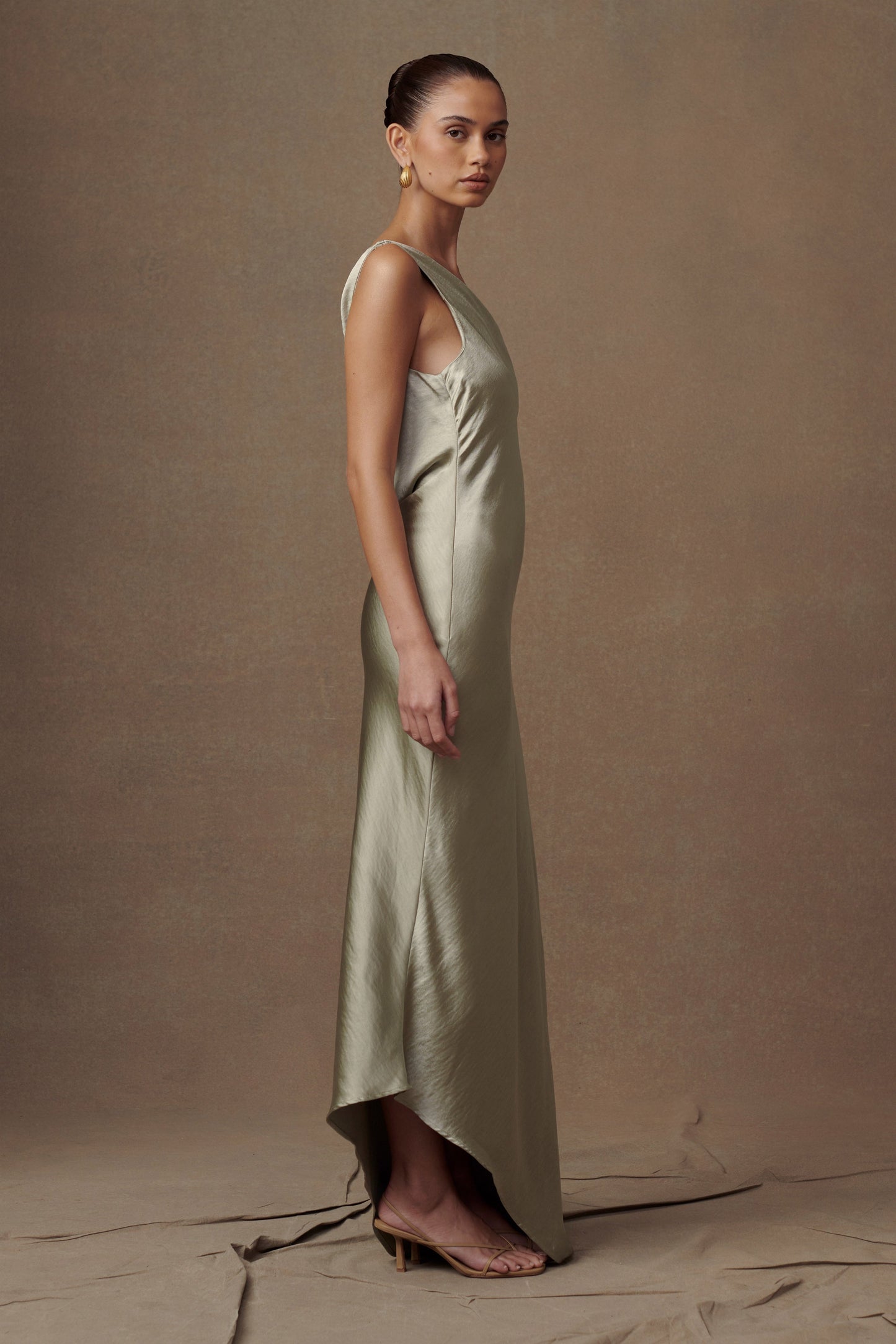 Robe Maxi Yvette à Bretelles avec Emmanchure Asymétrique - SAGE