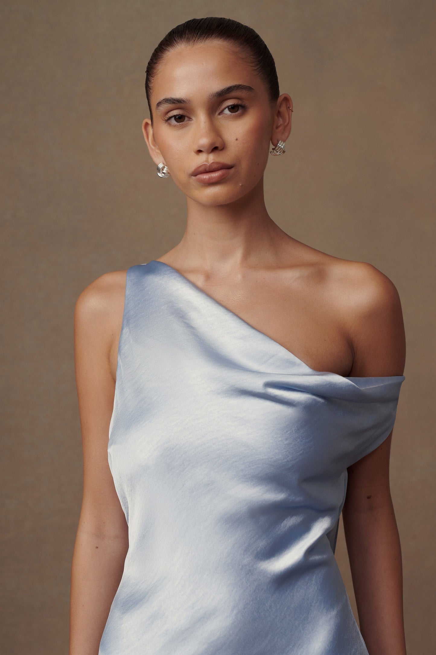 Robe Maxi Yvette à Bretelles avec Emmanchure Asymétrique - Bleu Bleu Roi