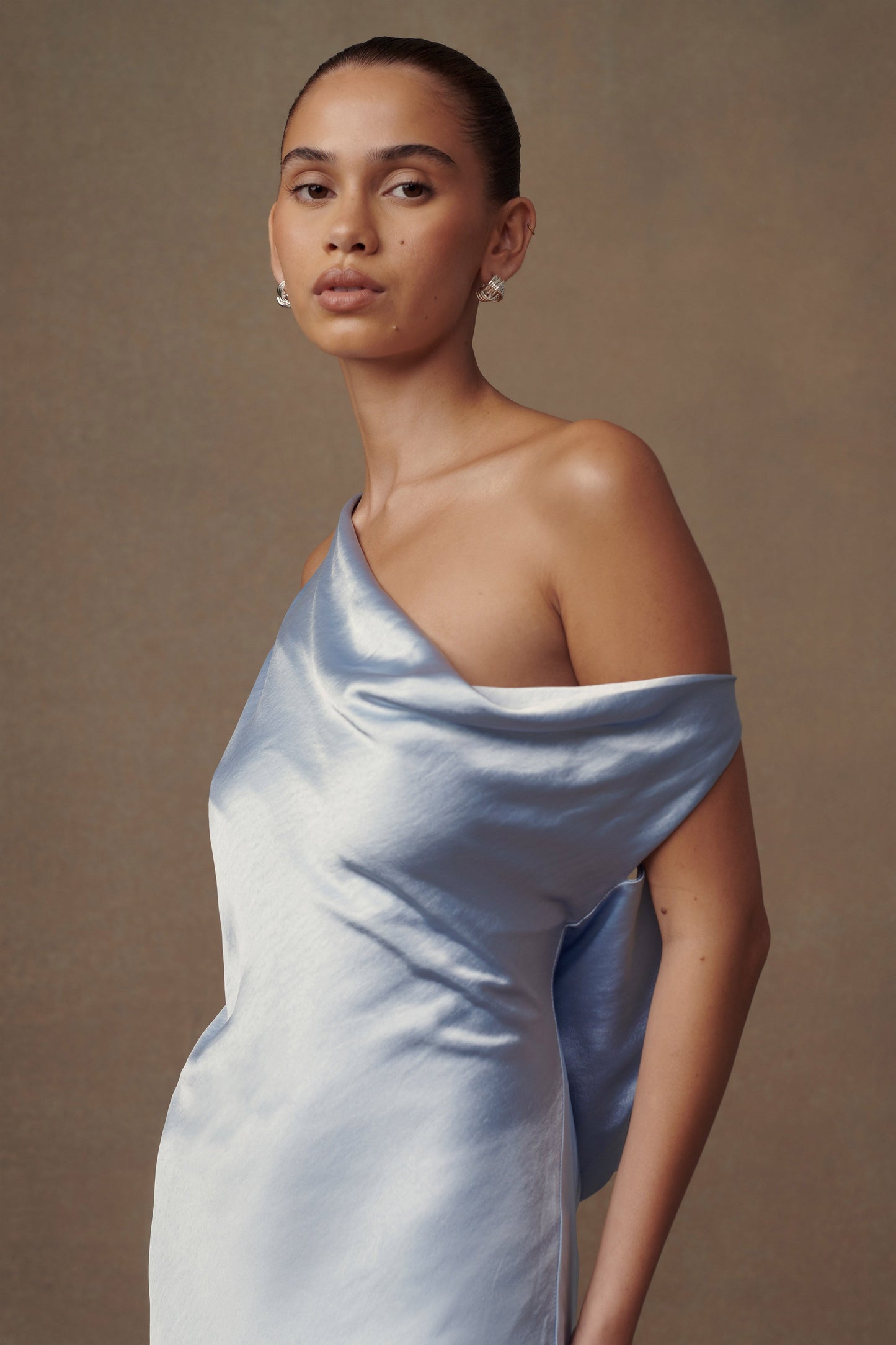 Robe Maxi Yvette à Bretelles avec Emmanchure Asymétrique - Bleu Bleu Roi