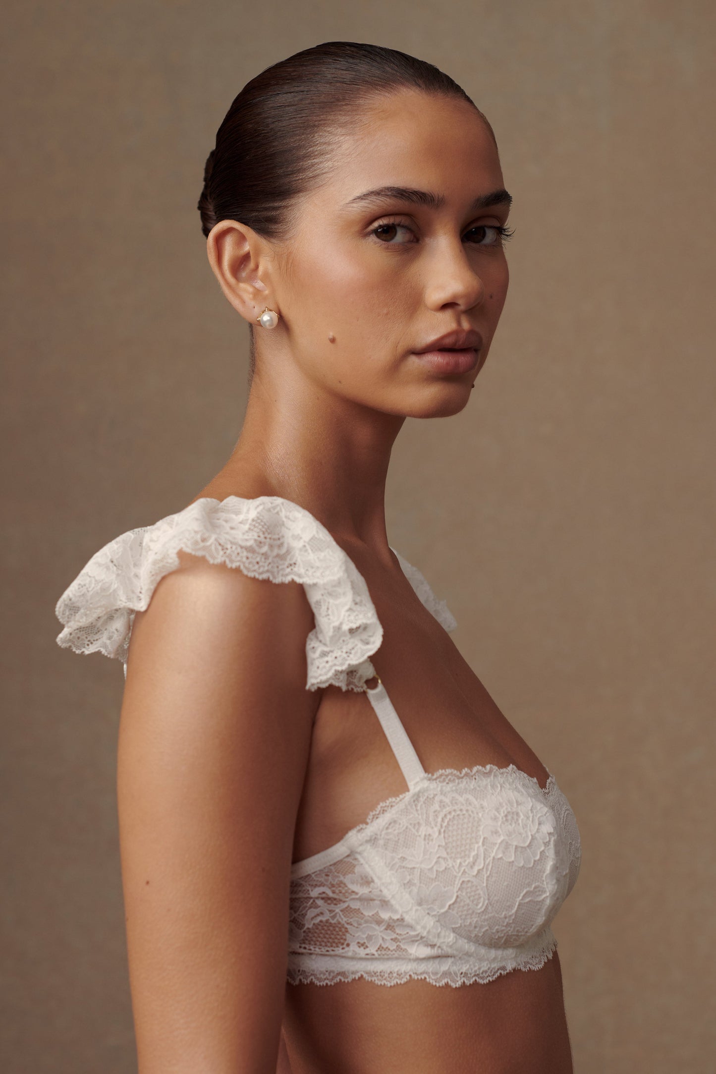 Soutien-gorge à volants en dentelle Blaise avec armatures - Blanc
