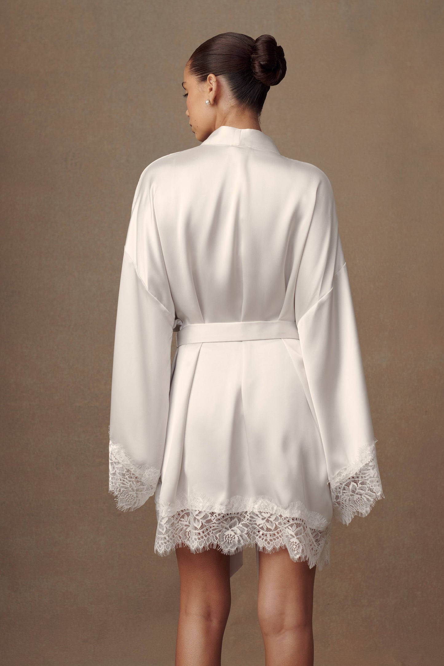 Manteau de mariée Annabeth à bordure de dentelle - Blanc