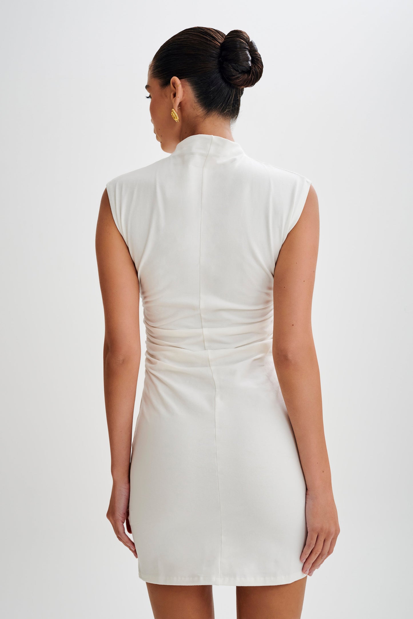Mini-robe Melania à col montant - Blanc
