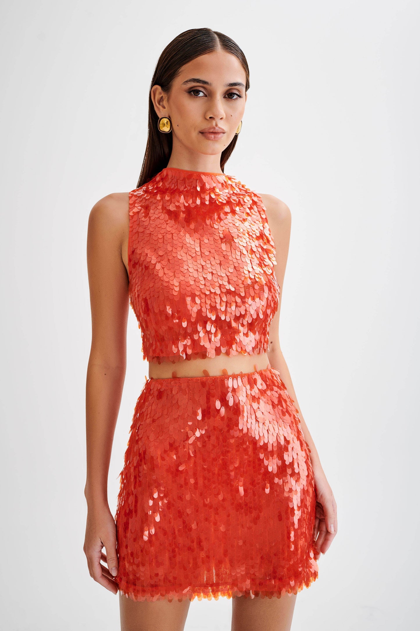 Jupe mini Savannah pailletée - Orange vif