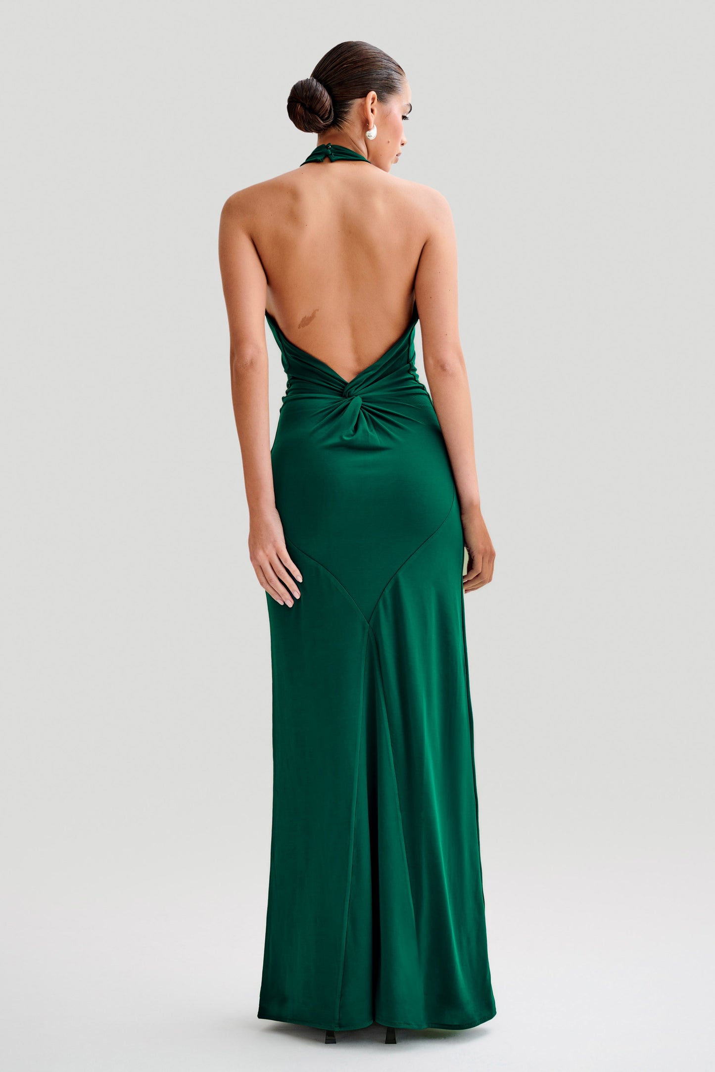 Elyna Robe Maxi Halter Élasthanne - Vert Forêt