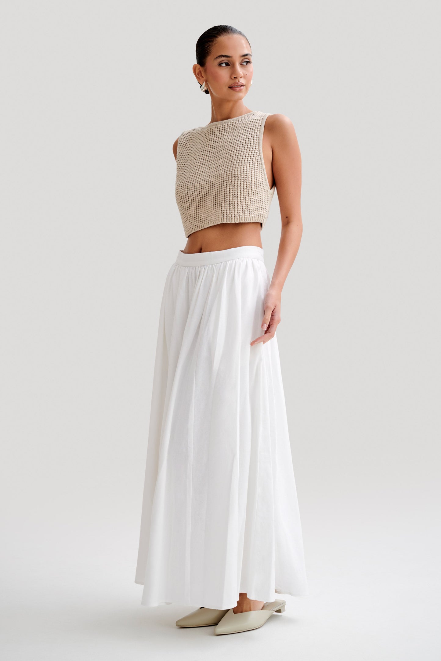 Jupe Maxi A-Line en Lin Clarence - Blanche