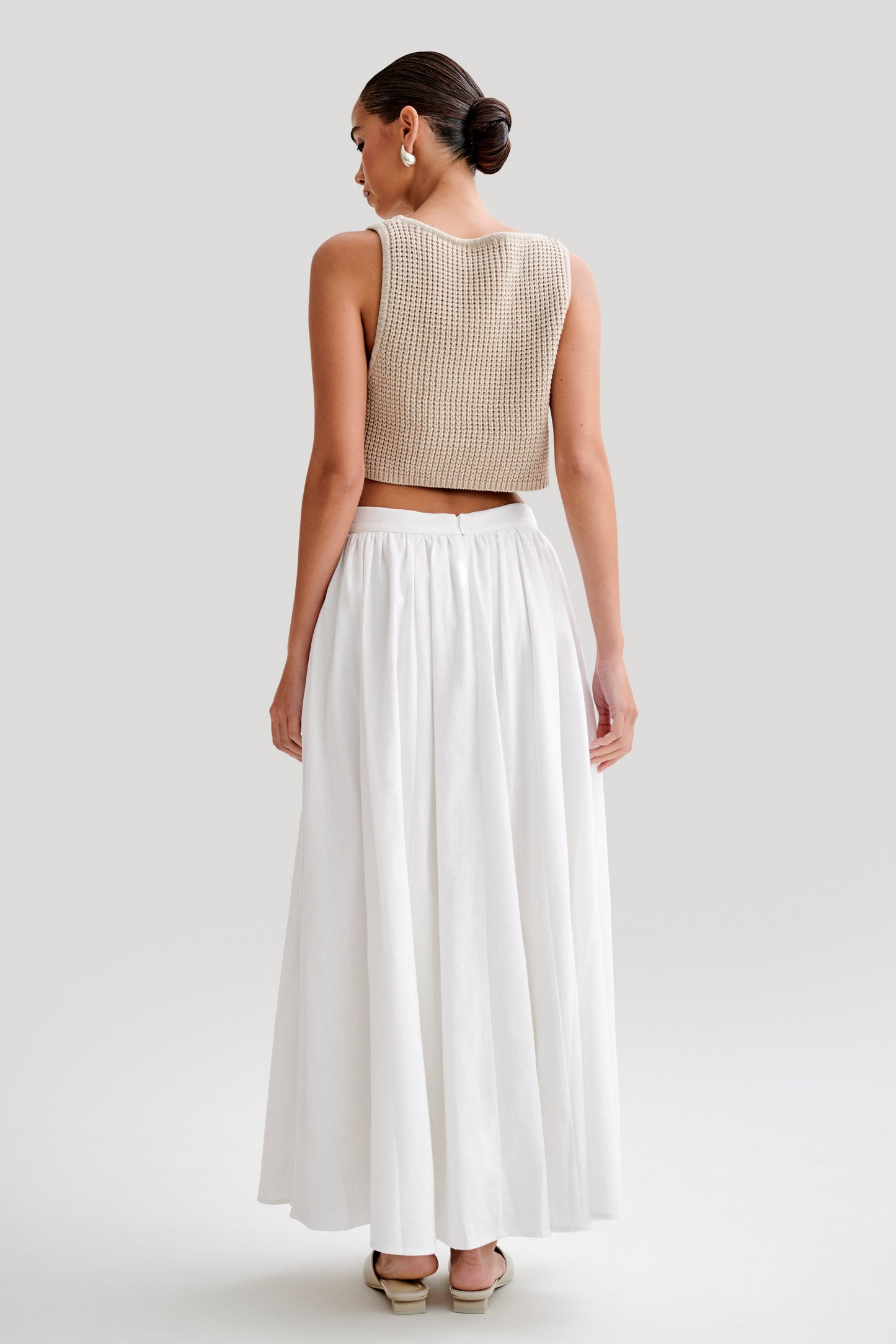 Jupe Maxi A-Line en Lin Clarence - Blanche