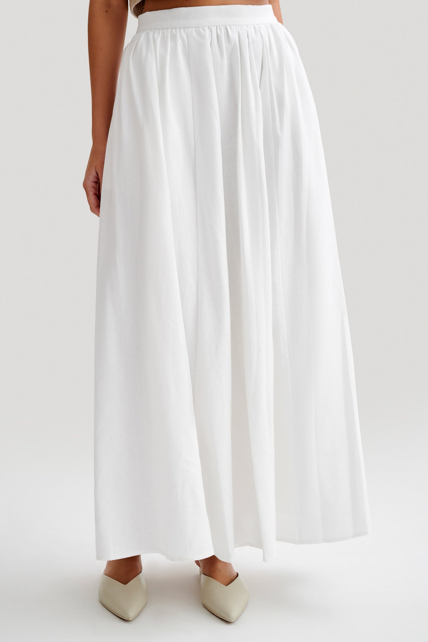 Jupe Maxi A-Line en Lin Clarence - Blanche