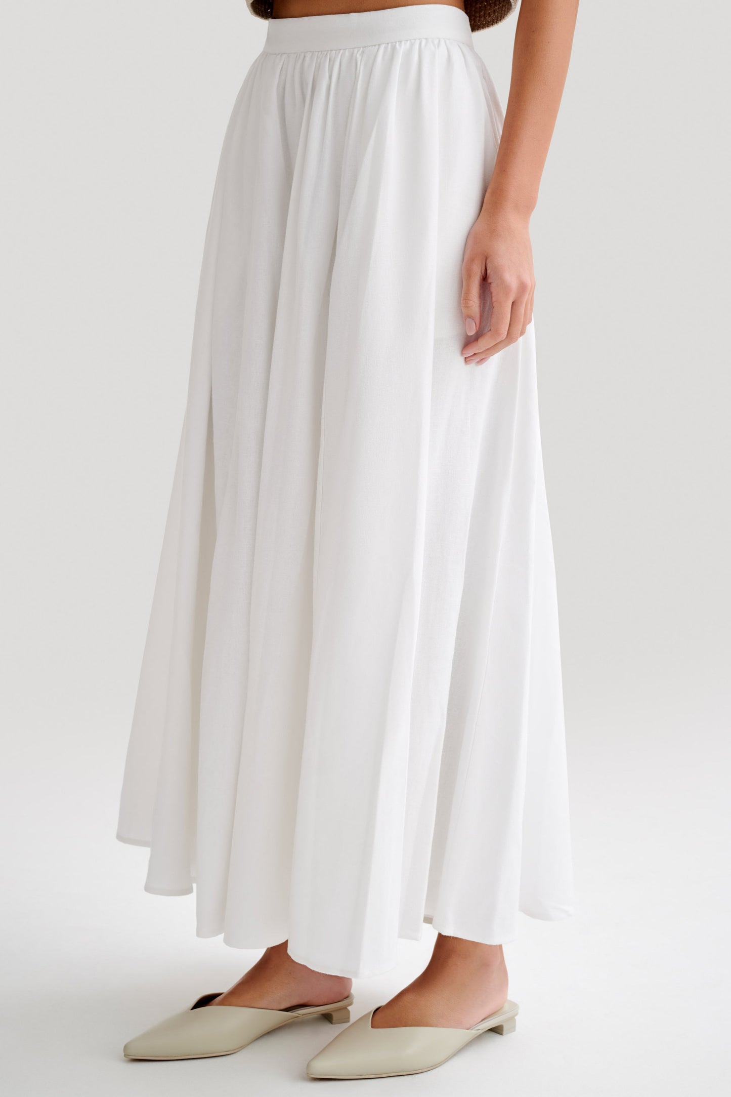 Jupe Maxi A-Line en Lin Clarence - Blanche