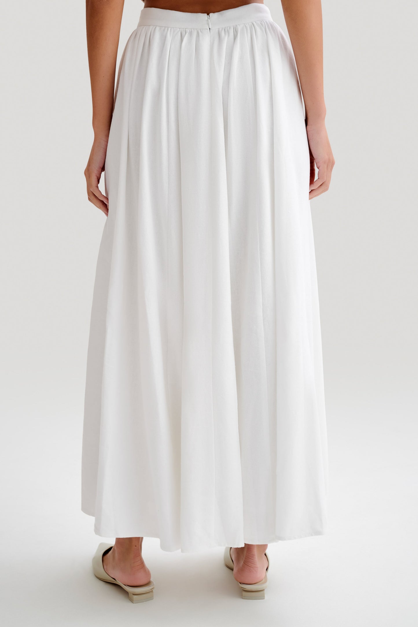 Jupe Maxi A-Line en Lin Clarence - Blanche