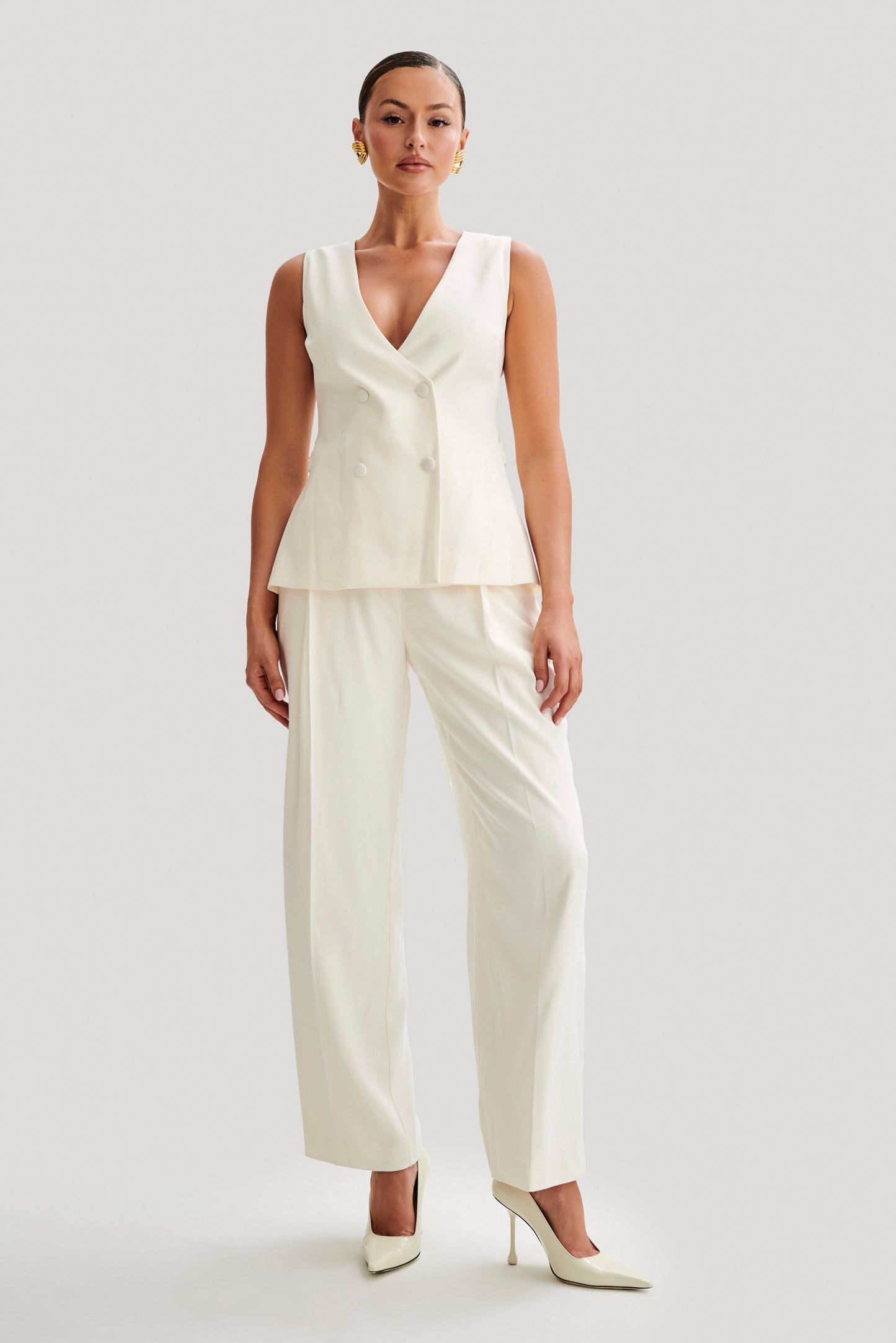 Gilet long Amelie - Ivoire