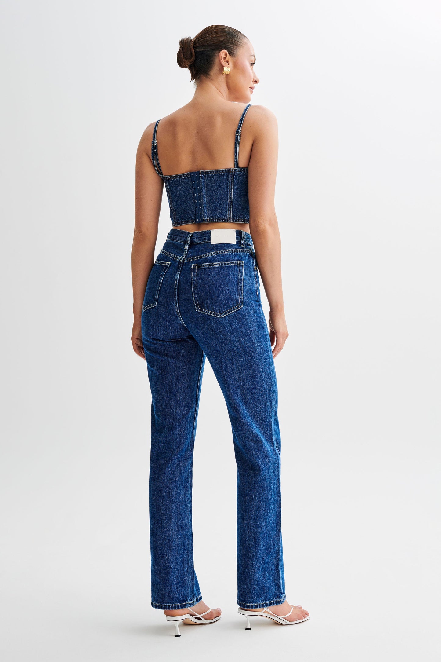Corset à bonnets en jean Lana - Bleu foncé