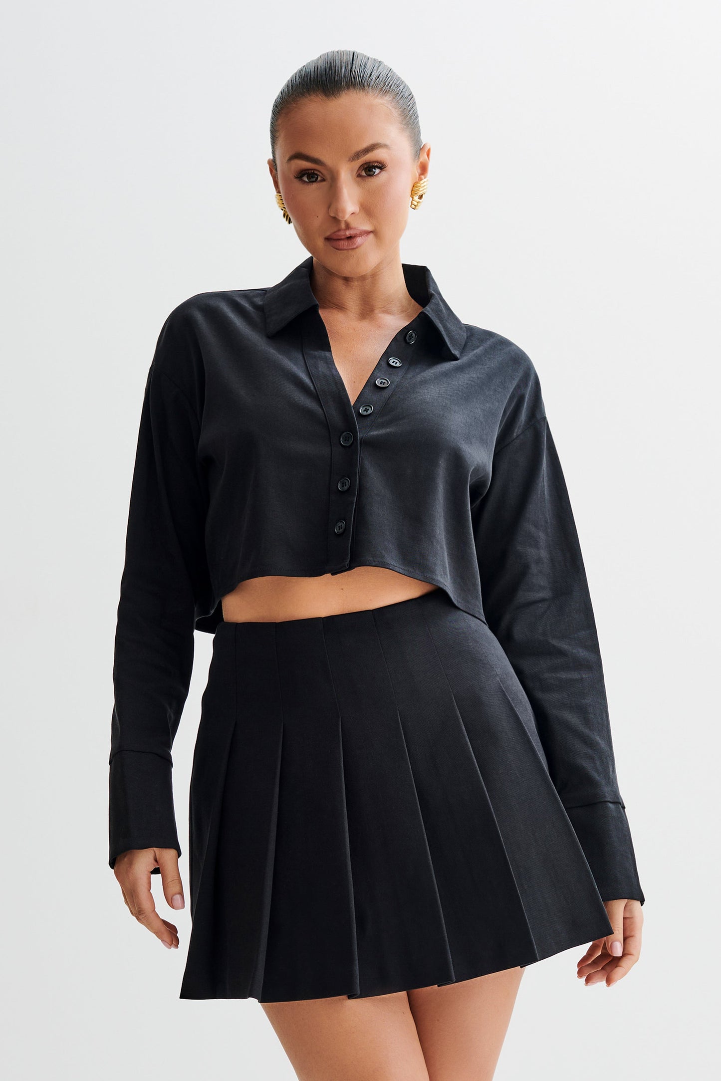 Chemise à boutons en coton Julianna - Noir