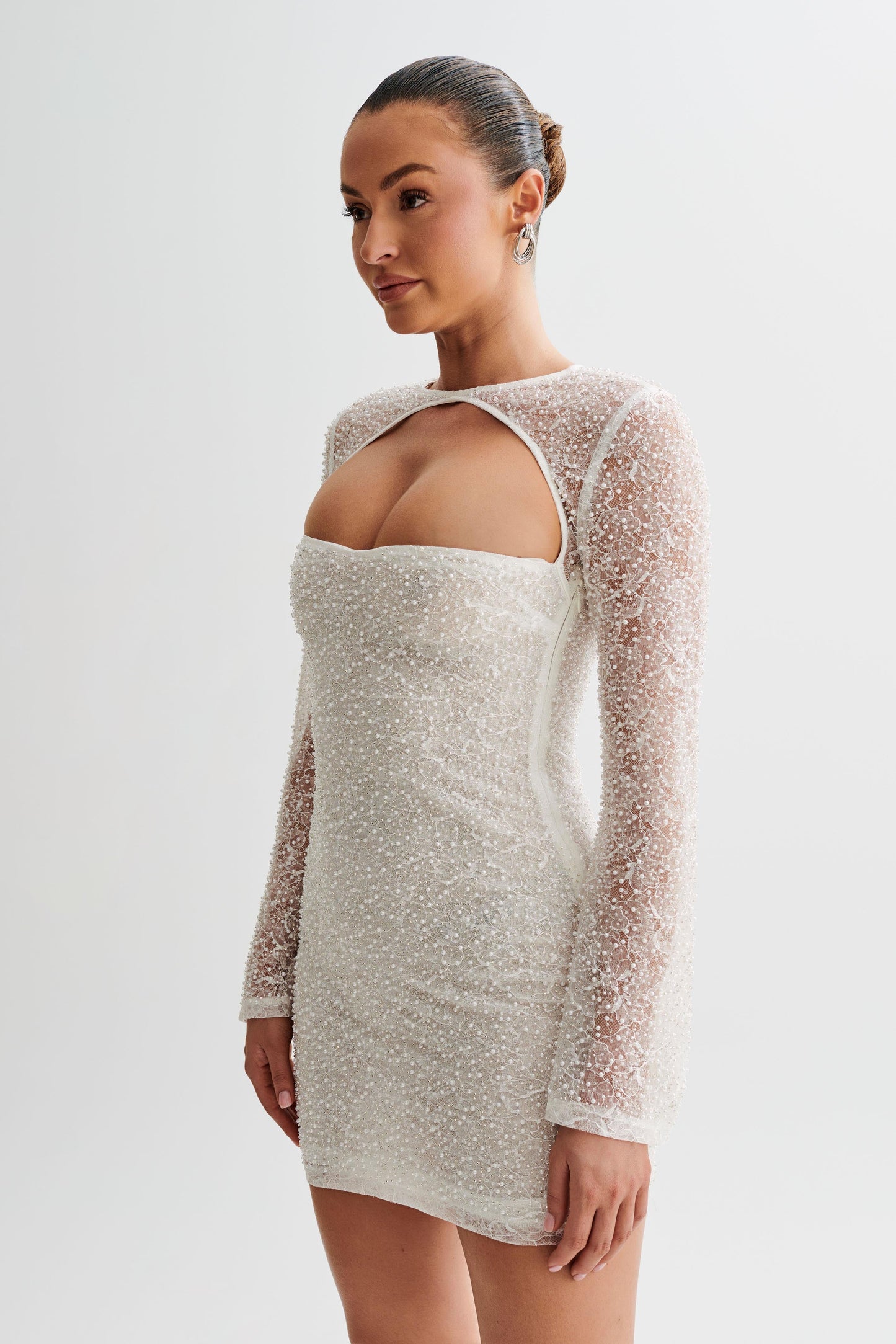 Mini-robe perlée Paxton - Blanche