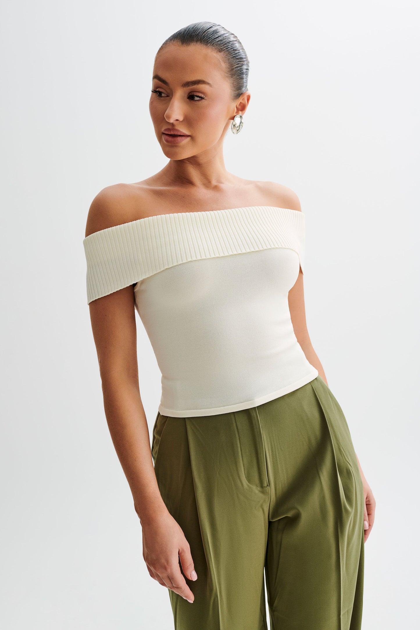 Susanna Haut en Tricot Décolleté Croisé - Ivoire