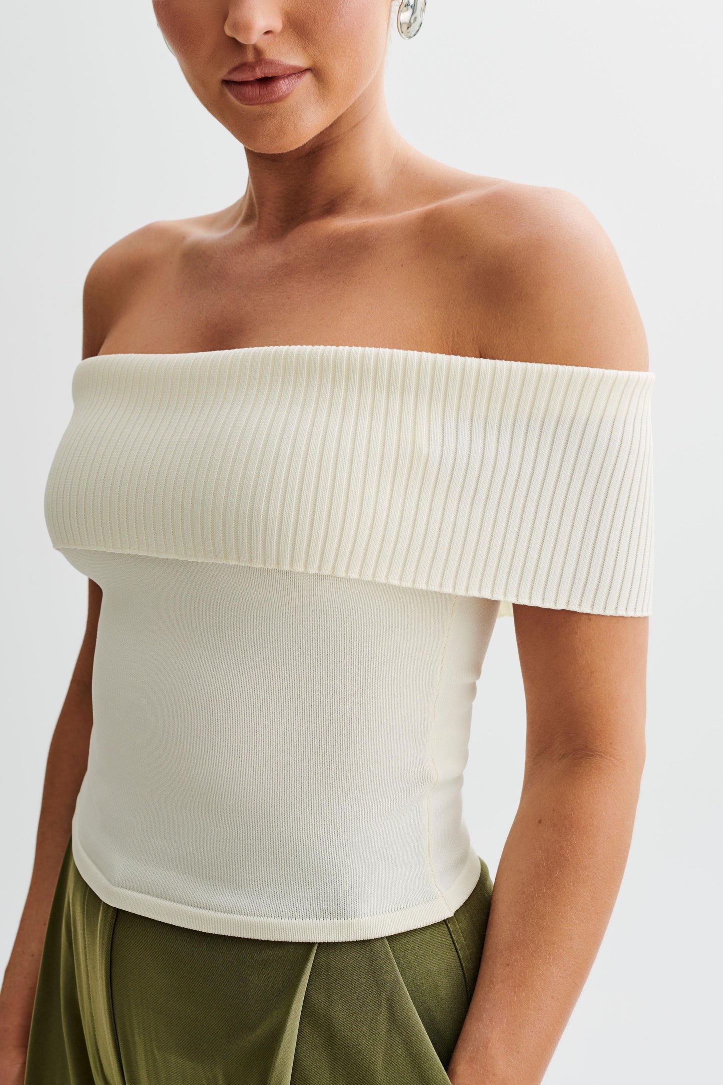 Susanna Haut en Tricot Décolleté Croisé - Ivoire