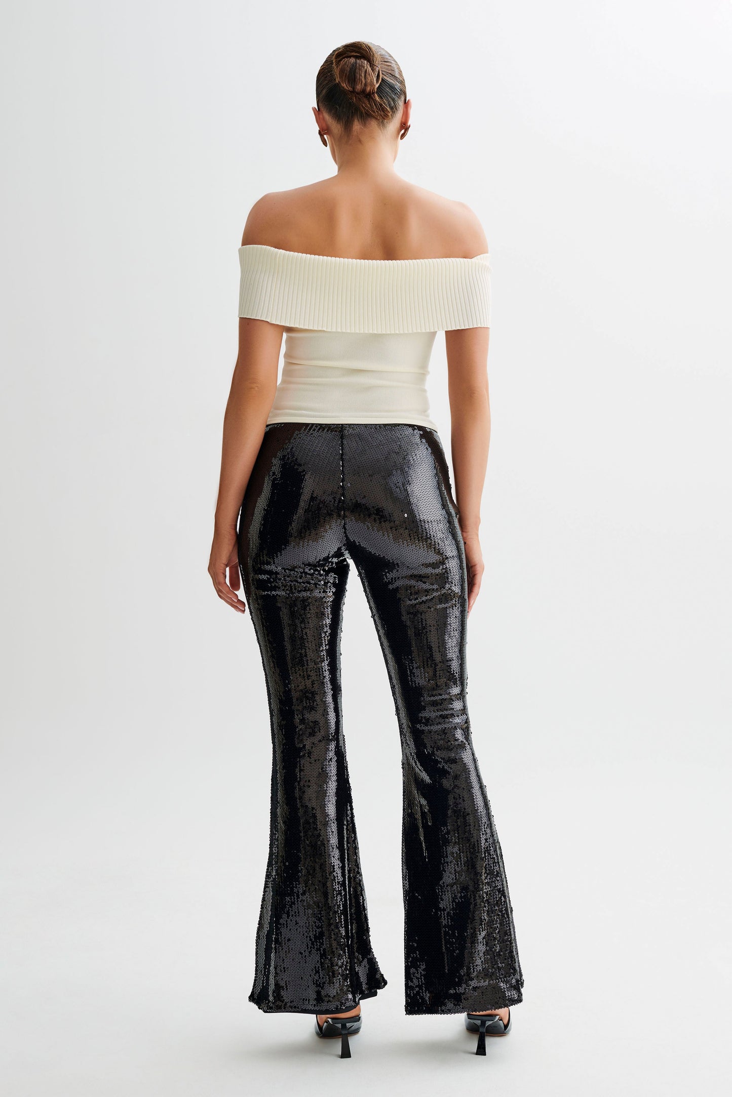 Pantalon large à paillettes Wilma - Noir