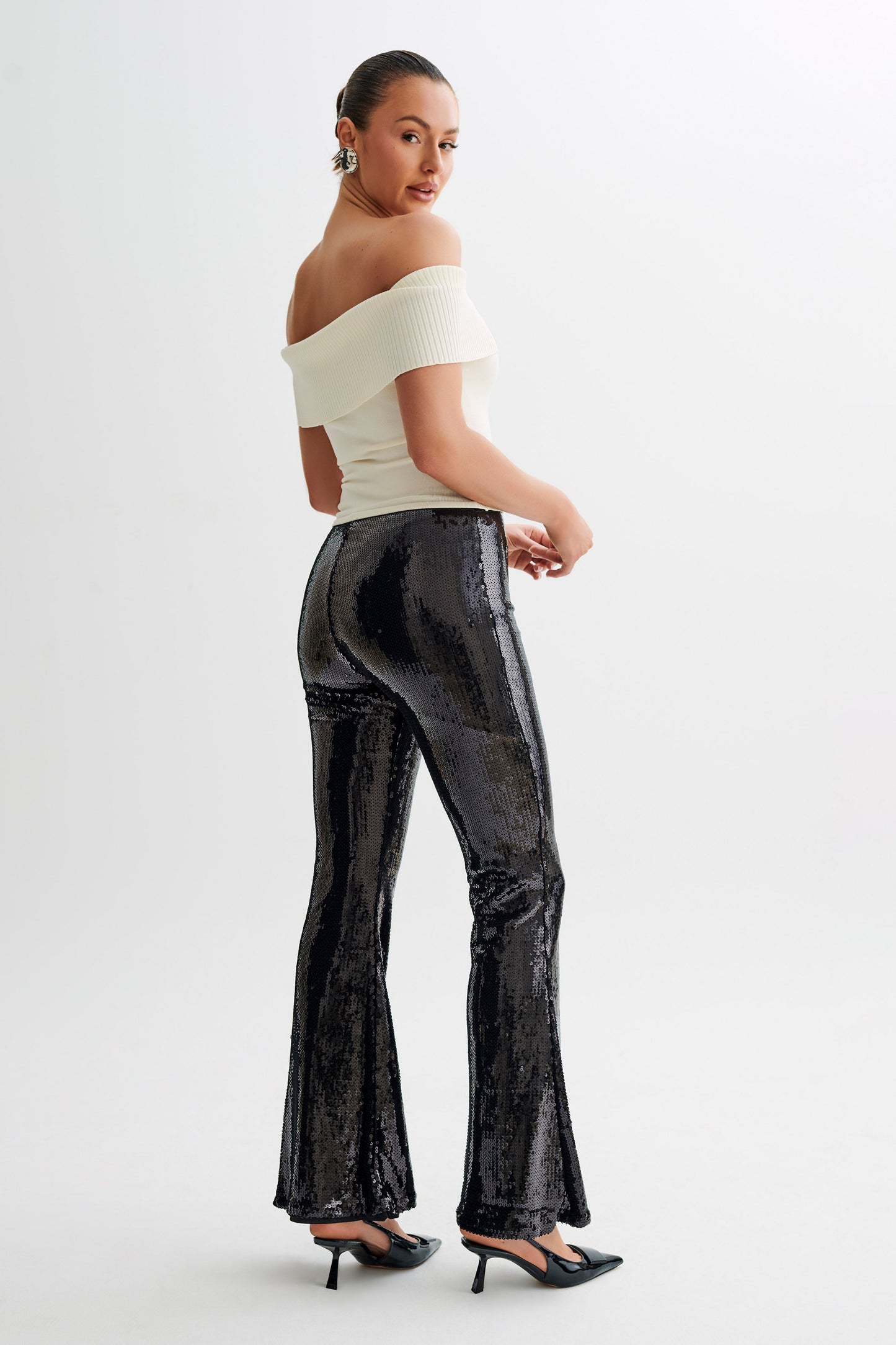 Pantalon large à paillettes Wilma - Noir