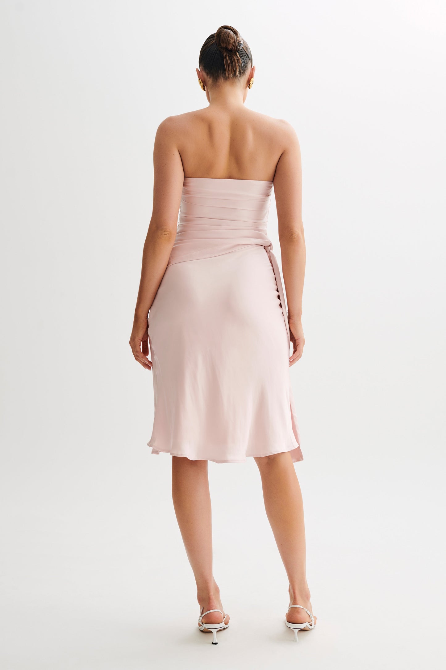 Jupe Allegra en satin, longueur genou - Rose clair
