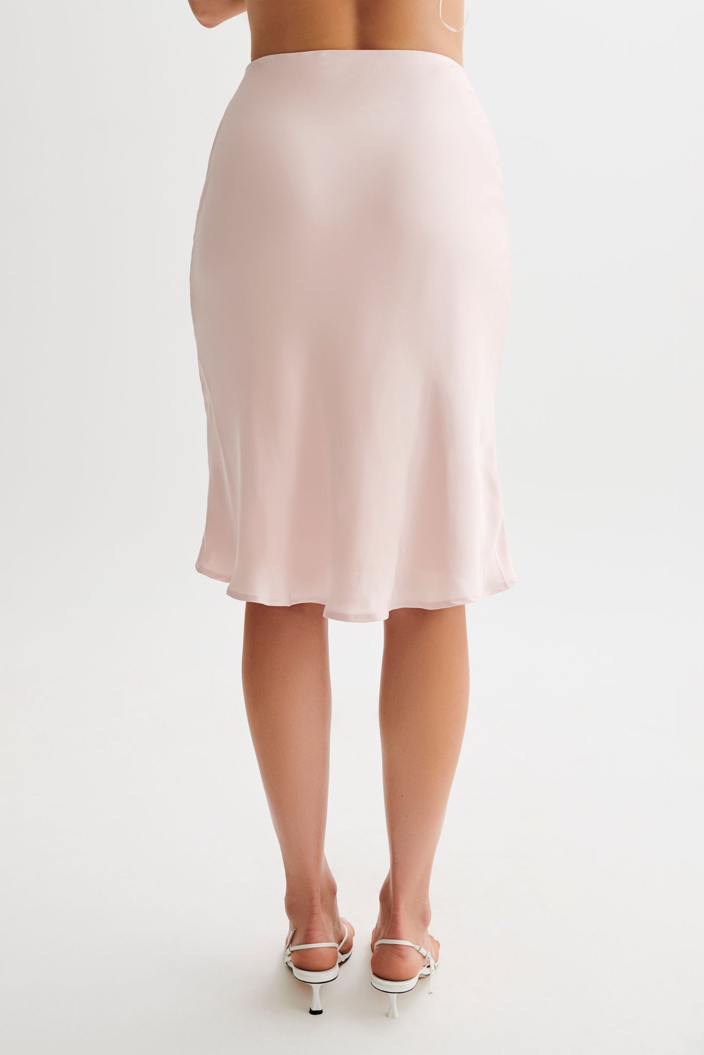 Jupe Allegra en satin, longueur genou - Rose clair