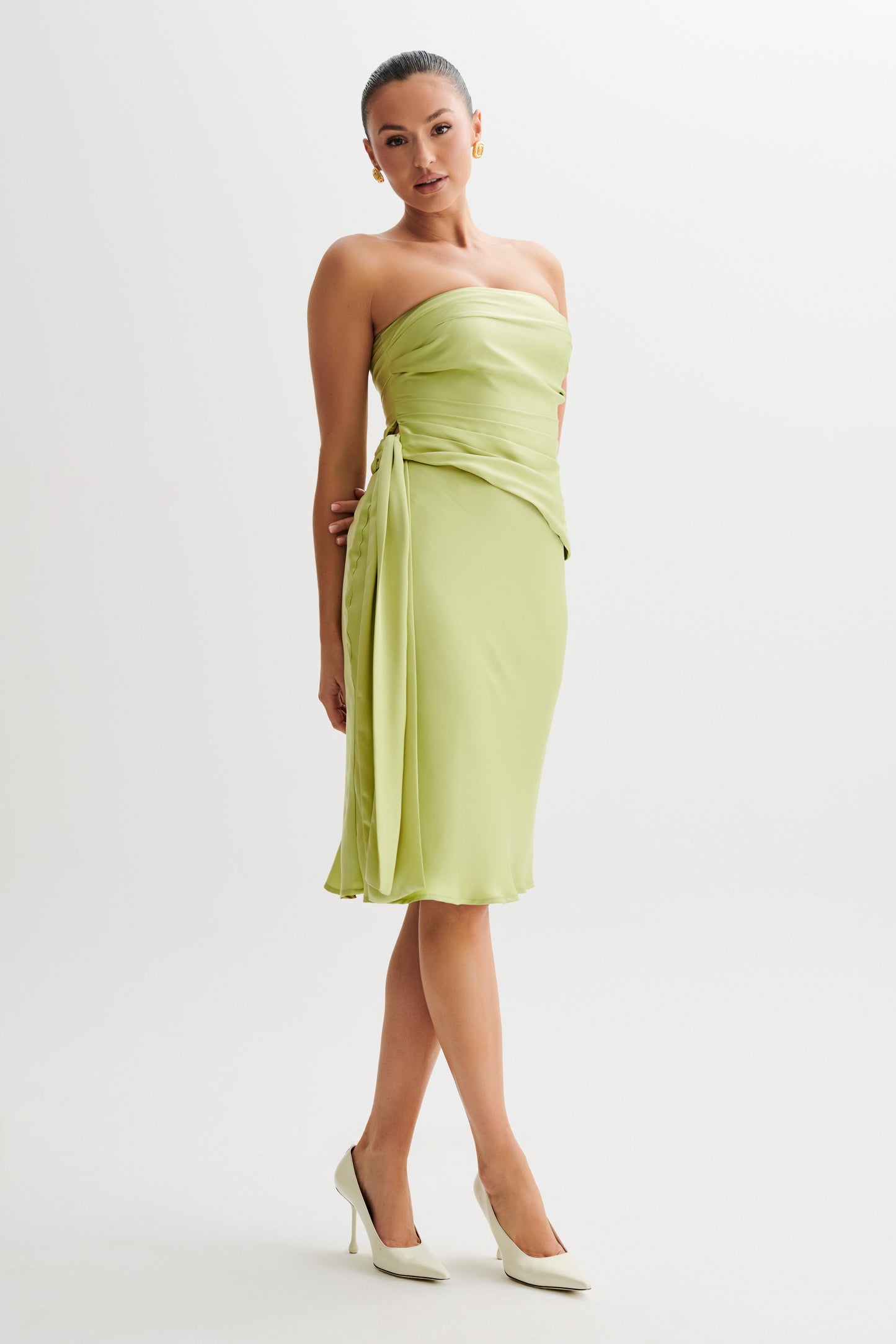 Jupe Allegra en satin, longueur genou - Pomme